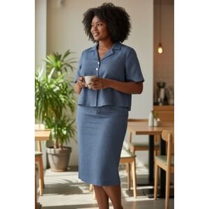 Vintage K Petite 2-Piece Dress Jacket Suit Gray Petite 16W